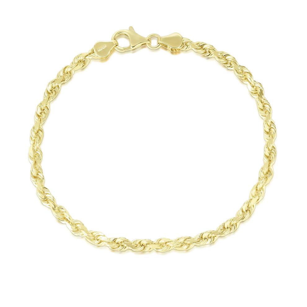 Diamond-Cut Rope Chain Bracelet in 10K Yellow Gold – Image 1 of 2