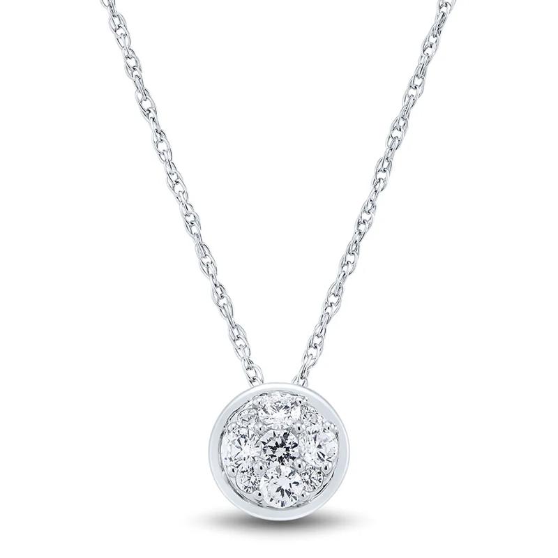 Lab Grown Diamond Necklace with Bezel Setting in 10K White Gold &#40;1/3 ct. tw.&#41; – Image 1 of 3
