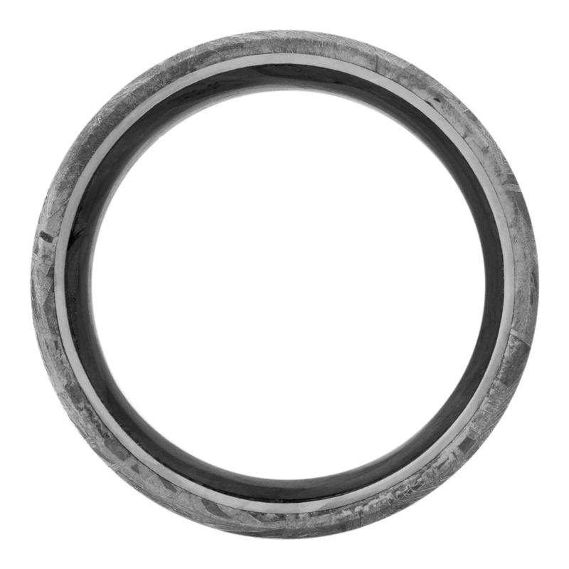 Men&#39;s Meteorite Wedding Band with Forged Carbon Fiber, 8MM – Image 2 of 3