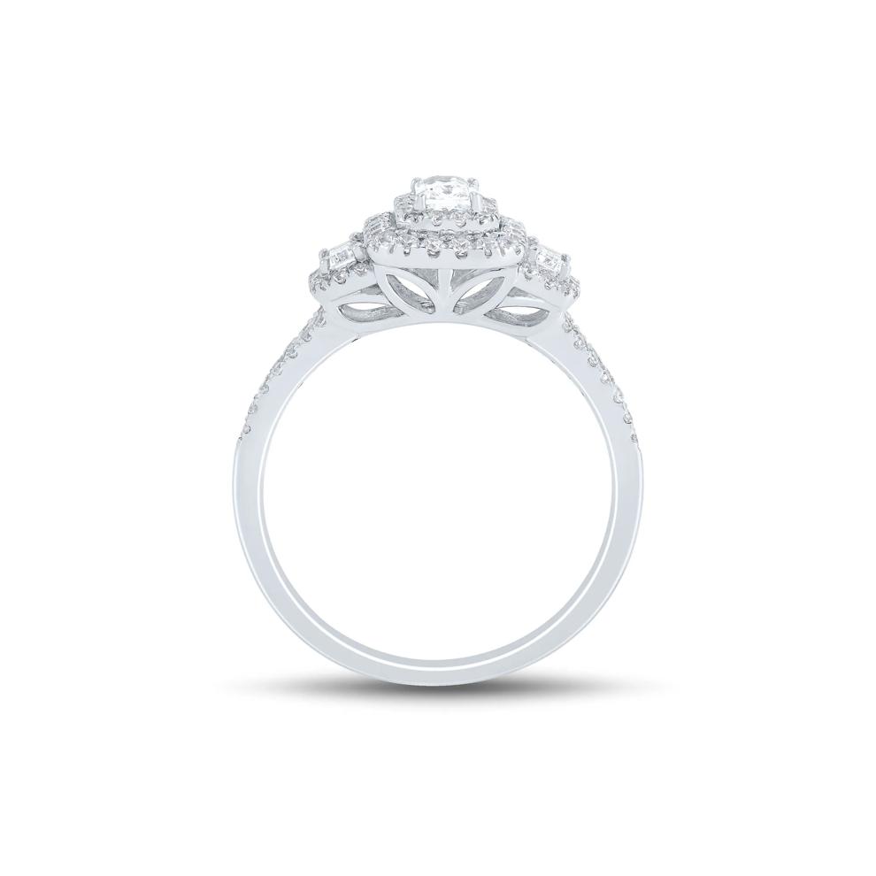 Diamond Emerald Three-Stone Engagement Ring in 14K White Gold (3/4 ct. tw.) – Image 2 of 3