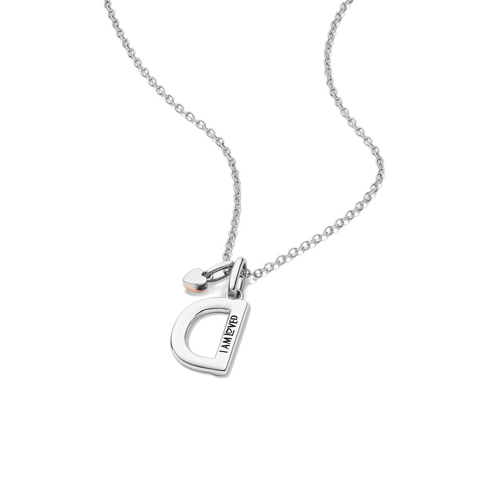 Lab Grown Diamond Accent Initial D Pendant in Sterling Silver &amp; 10K Rose Gold – Image 5 of 5