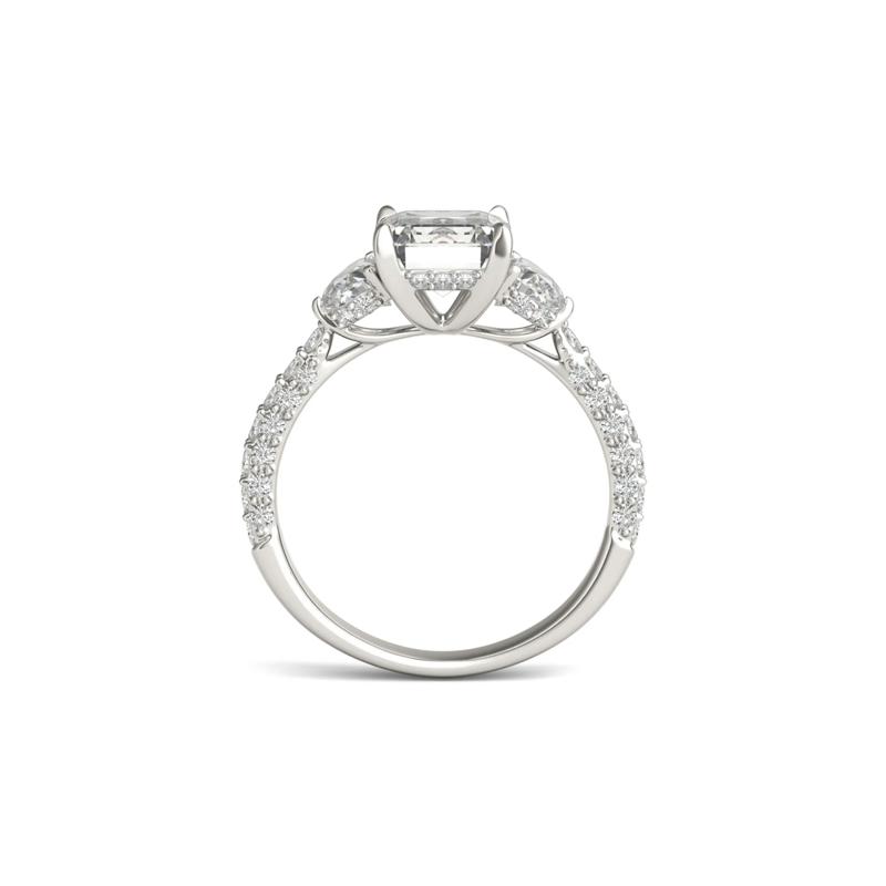 Emerald-Cut Lab Created Moissanite Engagement Ring in 14K White Gold – Image 2 of 5
