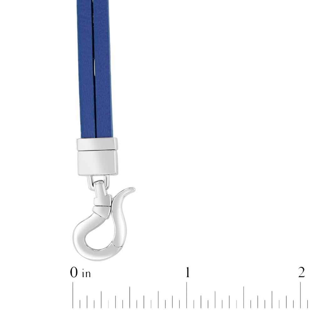 Men's Double Flat Blue Leather Screw Bracelet in Vermeil and Sterling Silver, 8.5" – Image 3 of 3