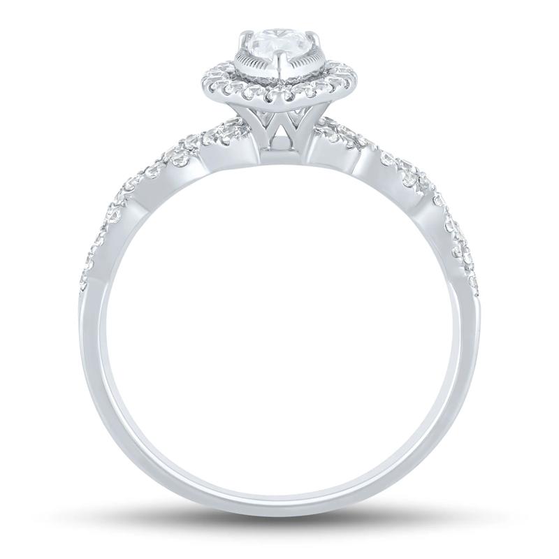 Diamond Pear-Shaped Halo Engagement Ring in 10K White Gold &#40;1/2 ct. tw.&#41;  – Image 2 of 3