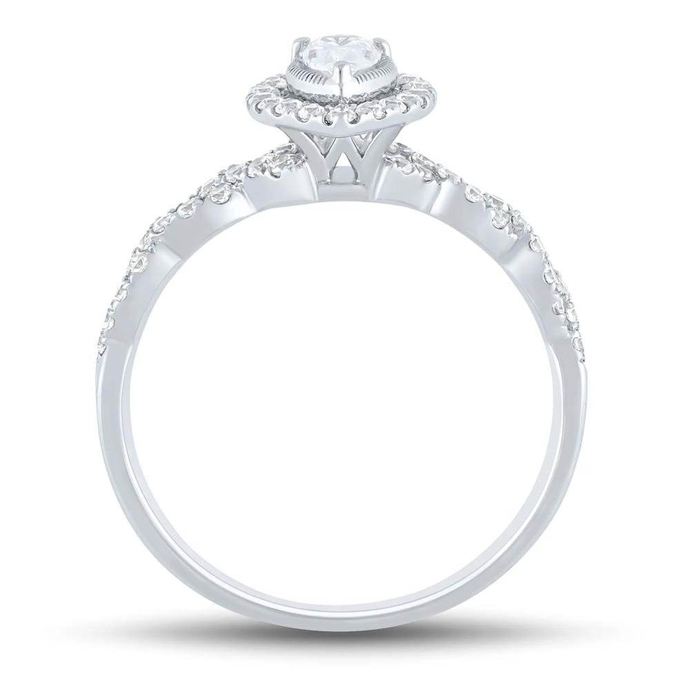 Diamond Pear-Shaped Halo Engagement Ring in 10K White Gold (1/2 ct. tw.)  – Image 2 of 3
