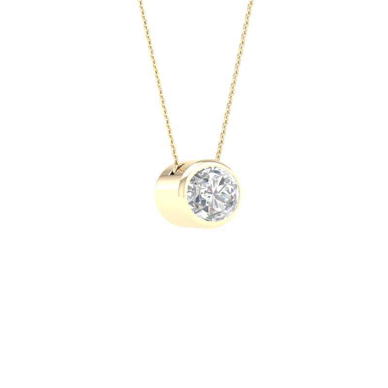 Lab Grown Diamond Oval-Shaped Solitaire Bezel Pendant in 10K Yellow Gold &#40;1 ct. tw.&#41; – Image 2 of 5