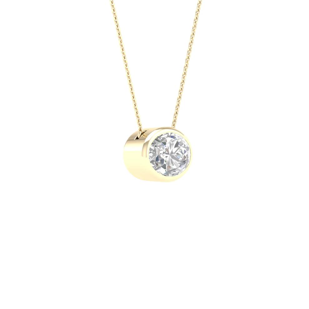 Lab Grown Diamond Oval-Shaped Solitaire Bezel Pendant in 10K Yellow Gold (1 ct. tw.) – Image 2 of 5