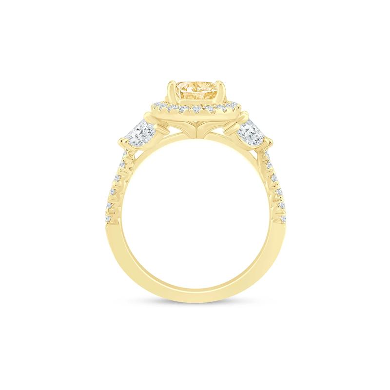 Bess Lab Grown Diamond Yellow Oval Halo Engagement Ring in 14K Yellow Gold &#40;3 ct. tw.&#41; – Image 2 of 3