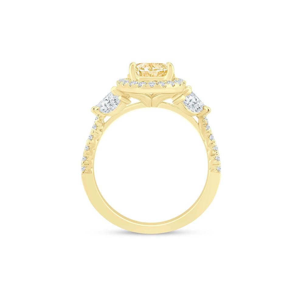 Bess Lab Grown Diamond Yellow Oval Halo Engagement Ring in 14K Yellow Gold (3 ct. tw.) – Image 2 of 3