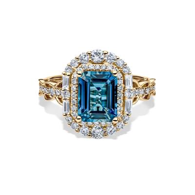 Olivia London Blue Topaz & Diamond Engagement Ring in 14K gold (7/8 ct. tw.)
