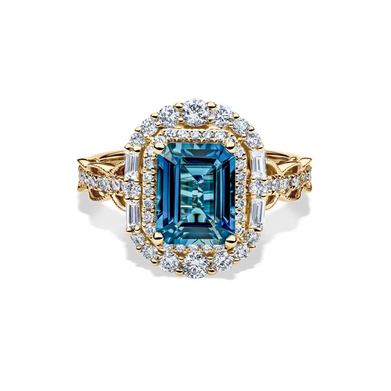 Olivia London Blue Topaz &amp; Diamond Engagement Ring in 14K yellow gold &#40;7/8 ct. tw.&#41;  – Image 1 of 4