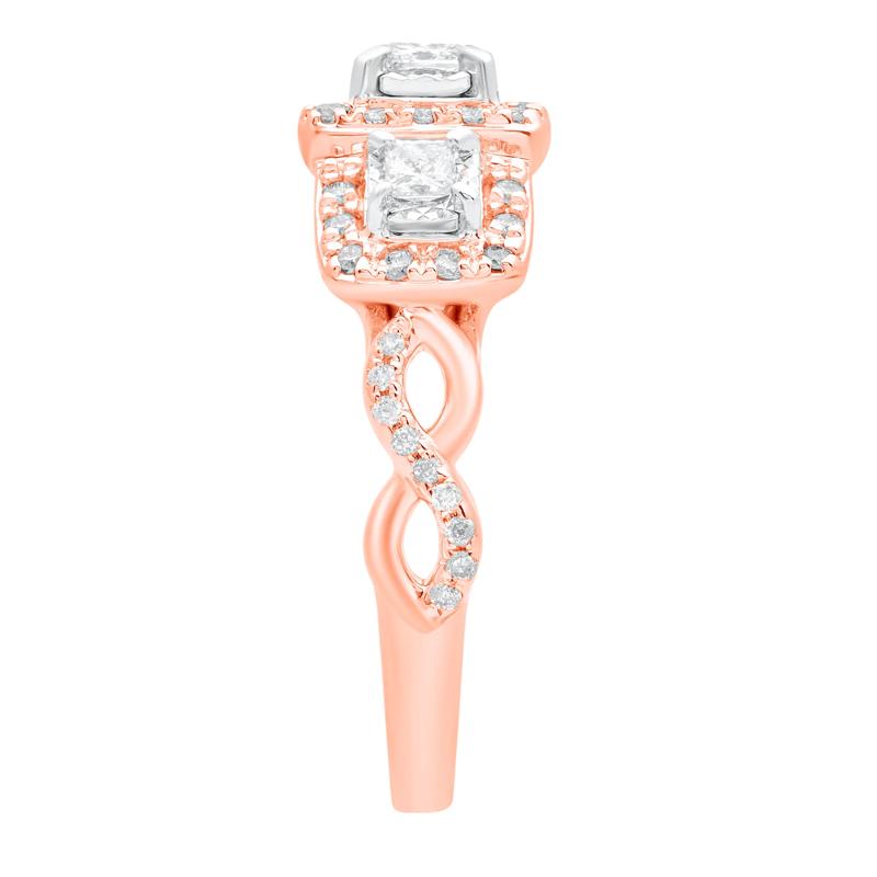 Princess-Cut Diamond Three-Stone Ring in 10K Rose Gold (1/2 ct. tw.) – Image 3 of 3