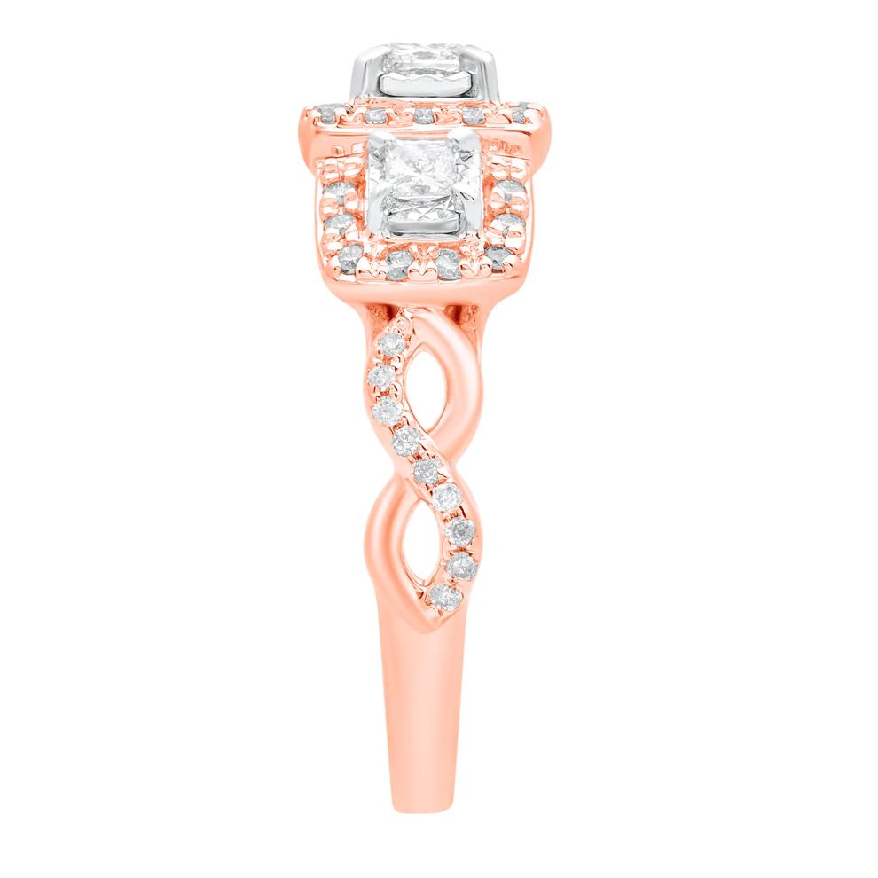 Princess-Cut Diamond Three-Stone Ring in 10K Rose Gold (1/2 ct. tw.) – Image 3 of 3