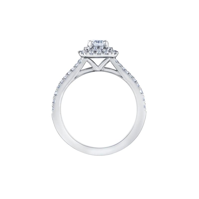 Emerald Step-Cut Double Halo Diamond Engagement Ring in 14K White Gold &#40;1 ct. tw.&#41; – Image 2 of 7