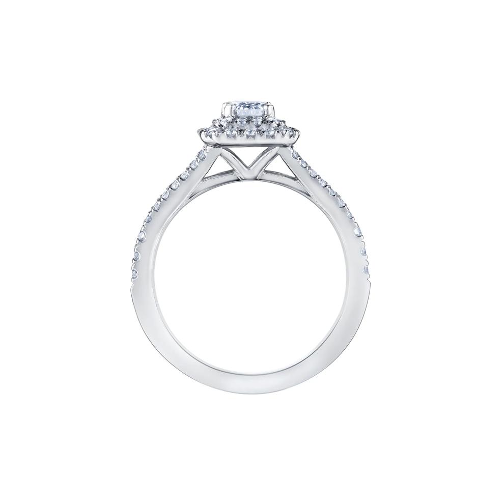 Emerald Step-Cut Double Halo Diamond Engagement Ring in 14K White Gold (1 ct. tw.) – Image 2 of 7