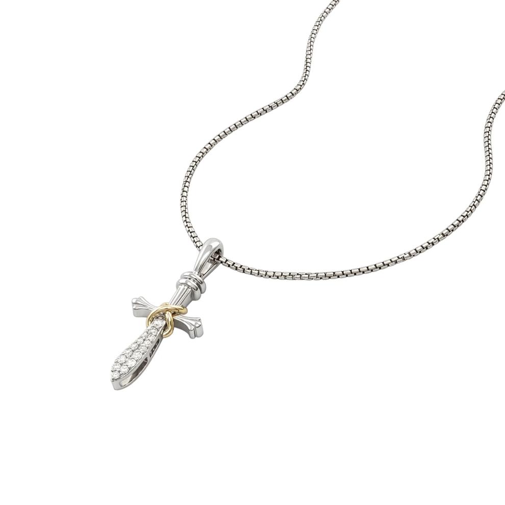 Men's Diamond Accent Sword Pendant Necklace in Sterling Silver (1/4 ct. tw.) – Image 4 of 4