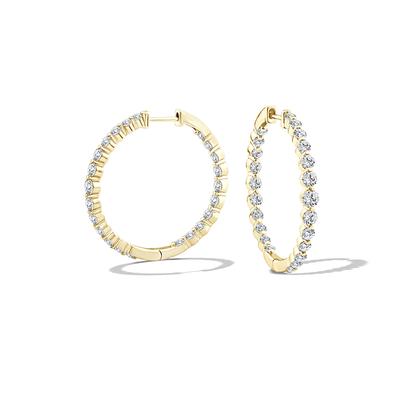 Lab Grown Diamond Shared-Prong Hoop Earrings in 10K Gold