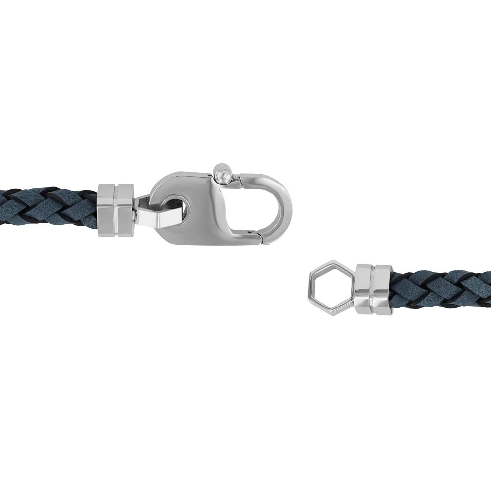 Gray Leather Bracelet in White Stainless Steel, 8.75" – Image 3 of 3