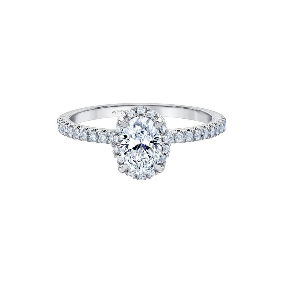 Oval-Shaped Diamond Halo Engagement Ring in 14K White Gold (1 ct. tw.) – Image 1 of 7