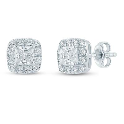 Lab Grown Diamond Halo Stud Earrings in 14K White Gold (1/2 ct. tw.)