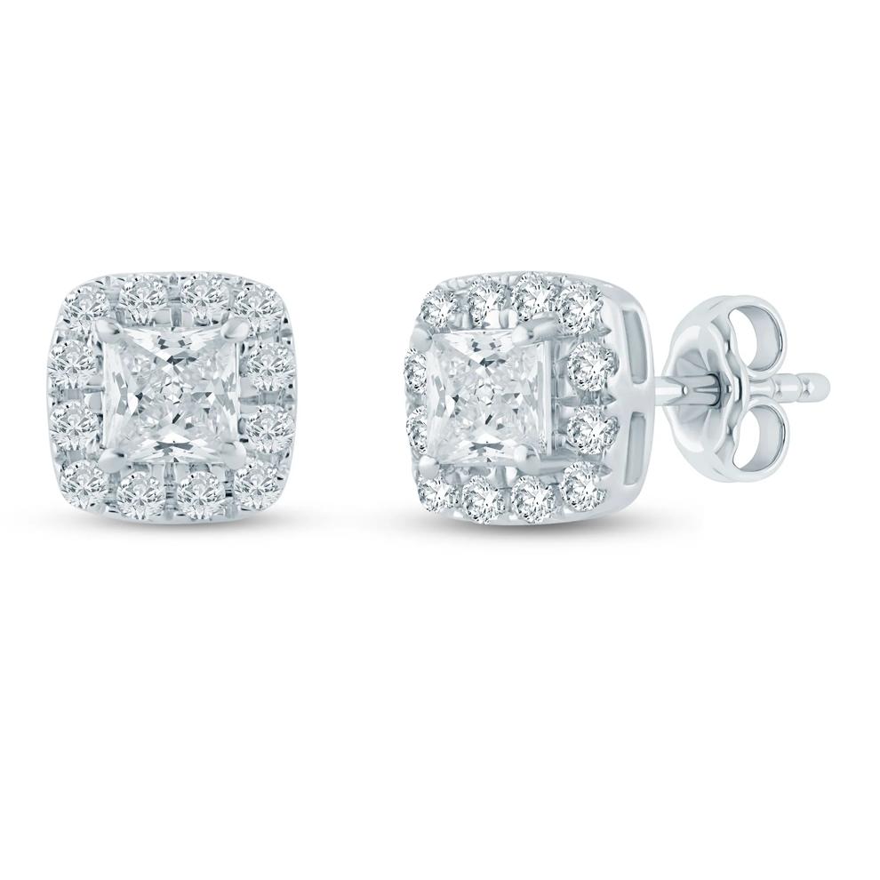 Lab Grown Diamond Halo Stud Earrings in 14K White Gold (1/2 ct. tw.) – Image 1 of 1