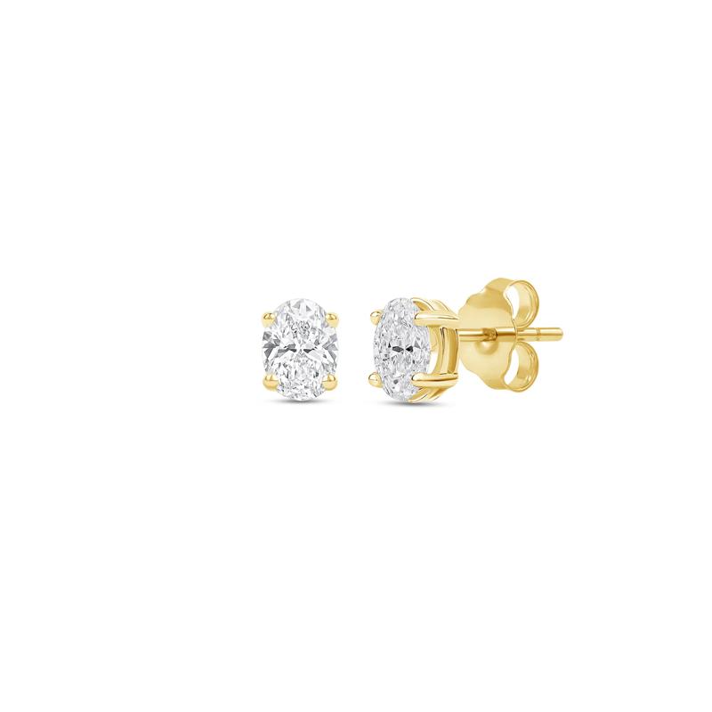 Lab Grown Diamond Oval-Shaped Solitaire Stud Earrings in 14K Yellow Gold &#40;1/4 ct. tw.&#41; – Image 1 of 3