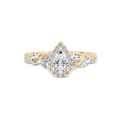 Diamond Pear-Shaped Halo Engagement Ring in 14K Yellow Gold (1 ct. tw.)