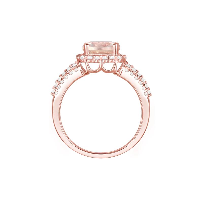 Morganite &amp; Diamond Halo Ring in 10K Rose Gold &#40;5/8 ct. tw.&#41; – Image 2 of 3