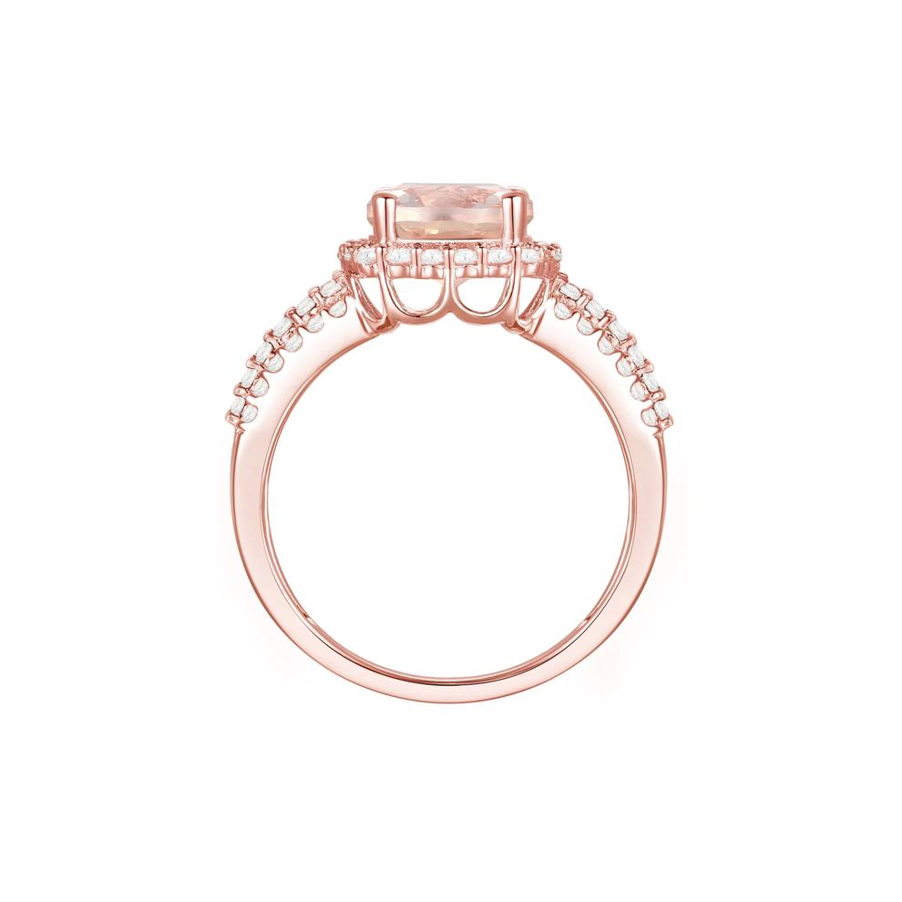 Morganite &amp; Diamond Halo Ring in 10K Rose Gold (5/8 ct. tw.) – Image 2 of 3