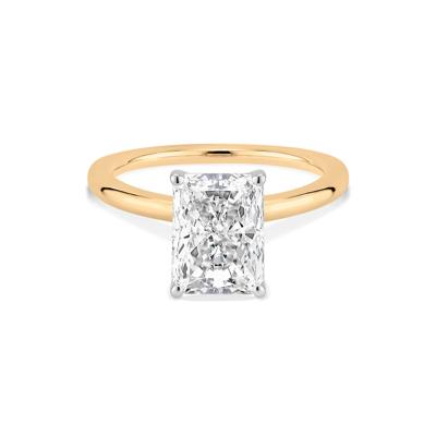 Lab Grown Diamond Radiant-Cut Solitaire Engagement Ring in 14K Yellow & White Gold (3 ct.)