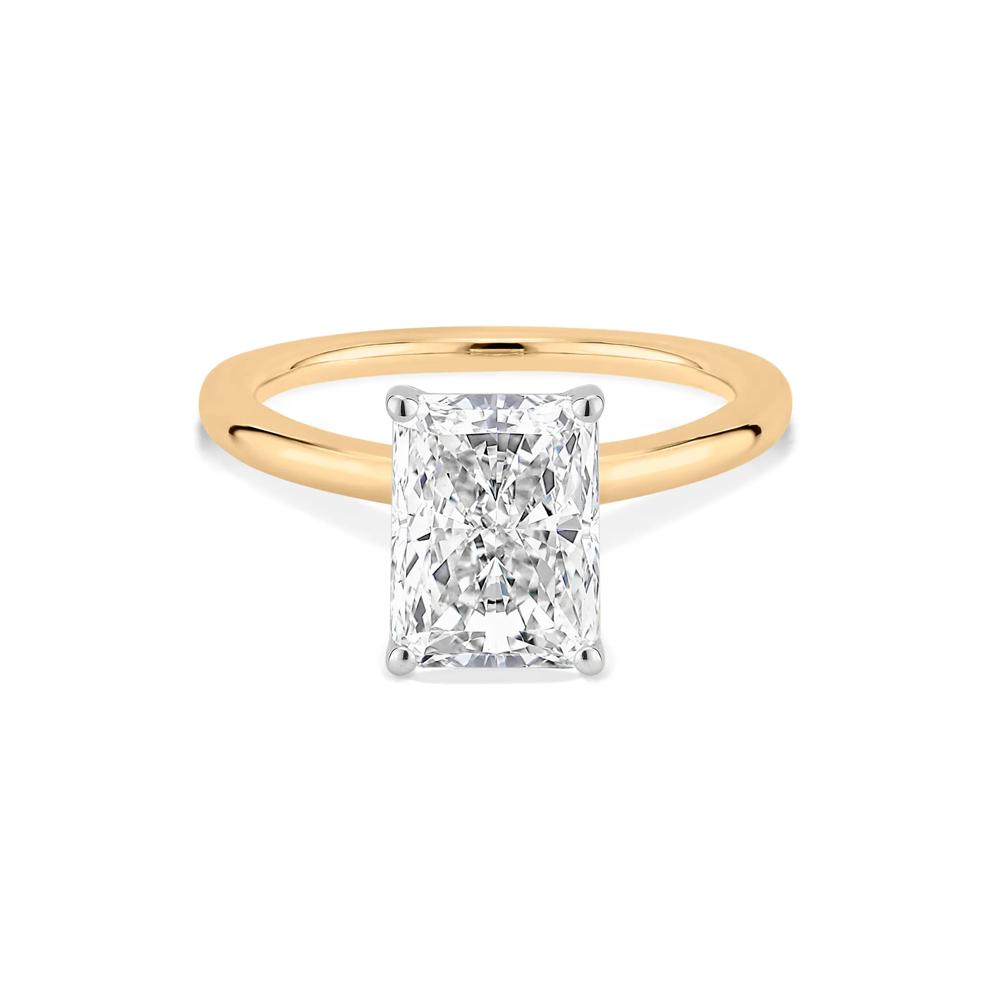 Lab Grown Diamond Radiant-Cut Solitaire Engagement Ring in 14K Yellow &amp; White Gold (3 ct.) – Image 1 of 4