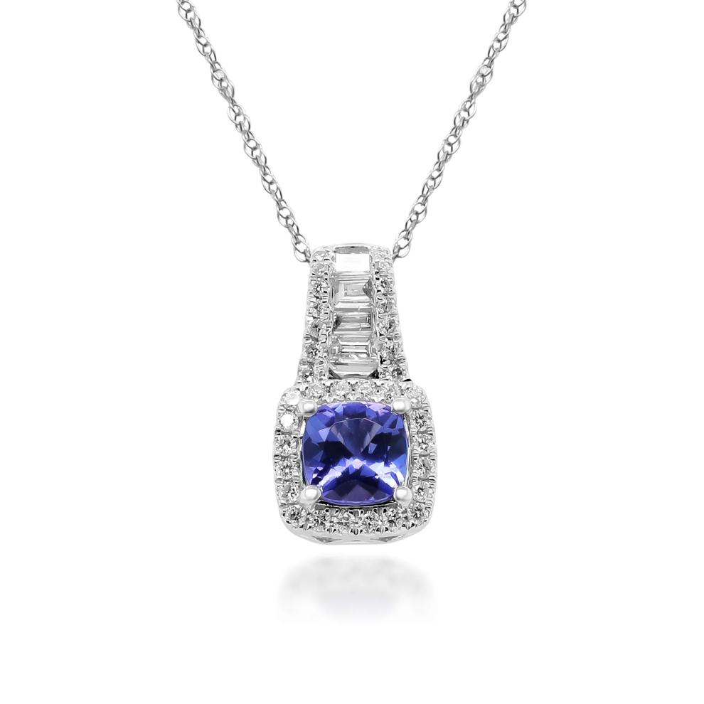 Tanzanite and Diamond Pendant in 14K White Gold (3/8 ct. tw.) – Image 1 of 4
