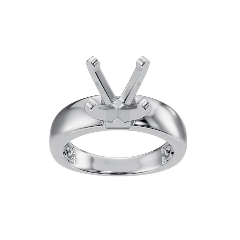 Solitaire Half-Round Semi-Mount Engagement Ring in 14K White Gold &#40;Setting Only&#41; – Image 6 of 6