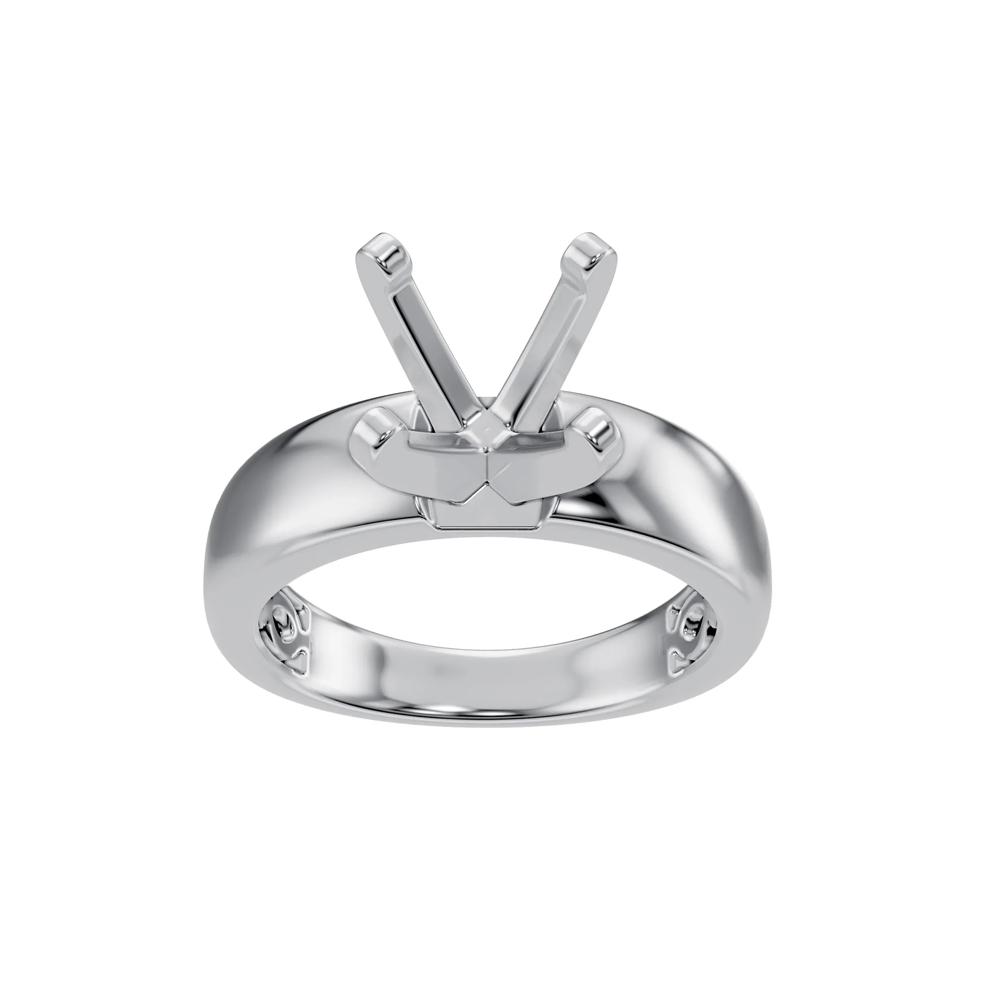 Solitaire Half-Round Semi-Mount Engagement Ring in 14K White Gold (Setting Only) – Image 6 of 6