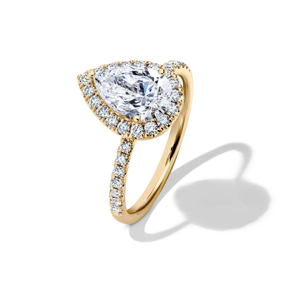 Lab Grown Diamond Pear-Shaped Halo Engagement Ring in 14K Yellow Gold (2 ct. tw.) – Image 4 of 4