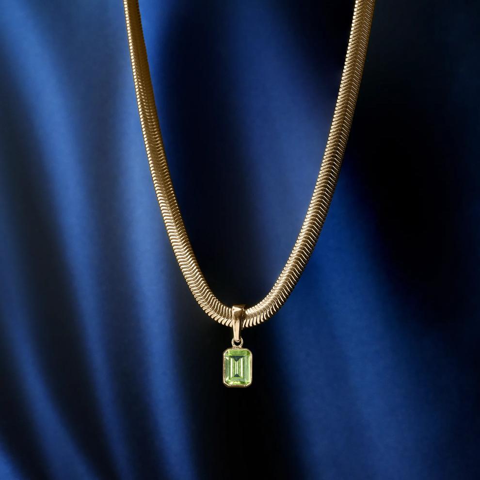 Peridot Octagon Clip-On Pendant in Vermeil – Image 4 of 5