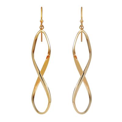 Polished Tube Infinity Dangle Earrings in 10K Yellow Gold