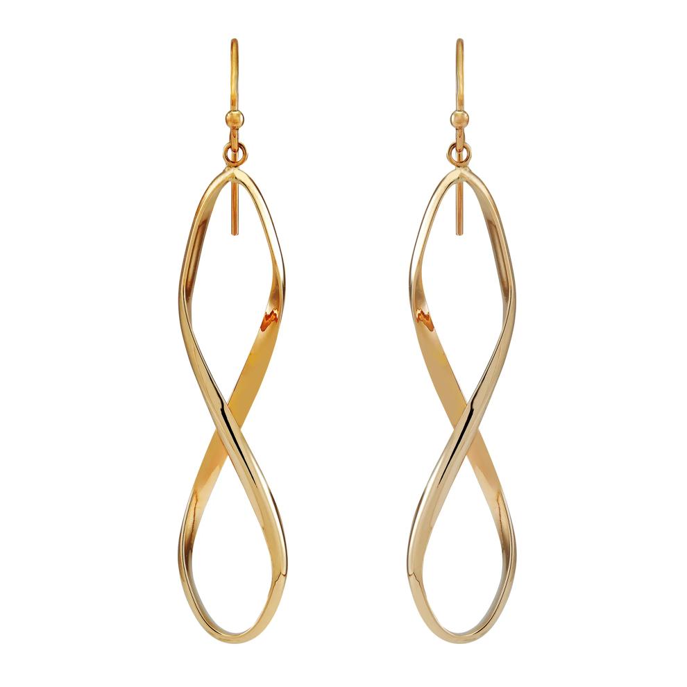 Polished Tube Infinity Dangle Earrings in 10K Yellow Gold – Image 1 of 3