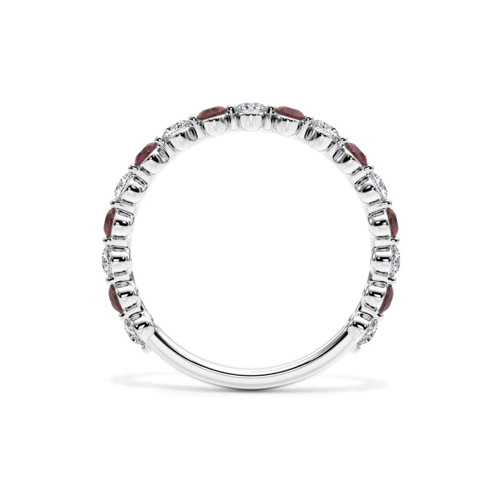 Lab Grown Diamond  &amp; Lab-Created Ruby Half Eternity Anniversary Band in 14K White Gold (1/3 ct. tw.) – Image 2 of 4