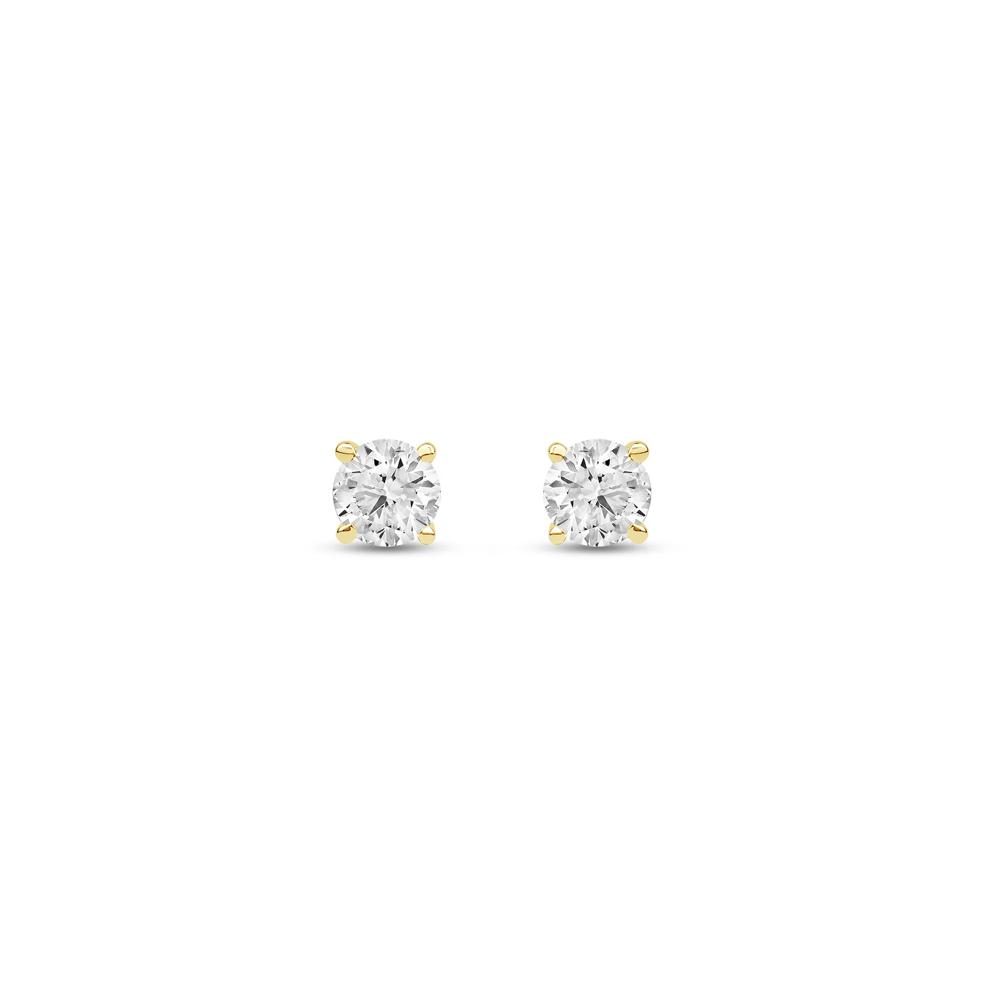 Lab Grown Diamond Princess-Cut Solitaire Stud Earrings in 14K Yellow Gold (1/3 ct. tw.) – Image 2 of 3