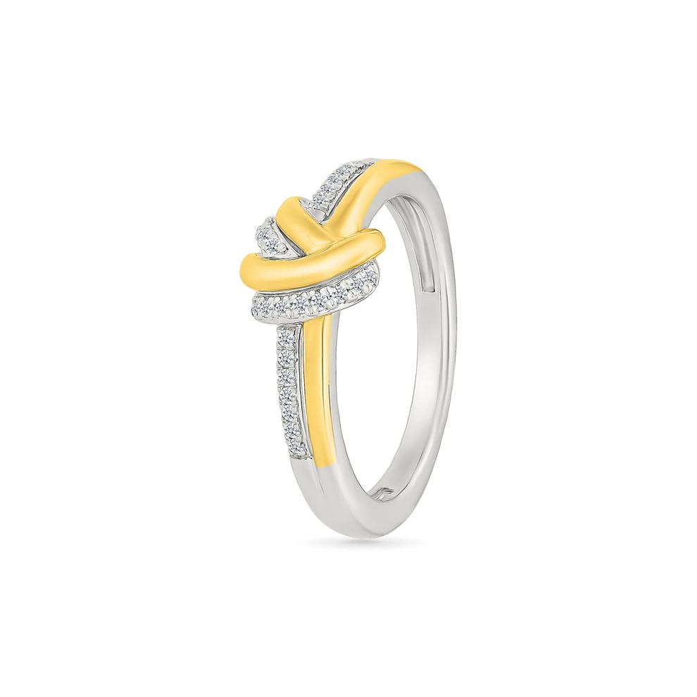 Diamond Knot Ring in Sterling Silver and 10K Yellow Gold (1/10 ct. tw.) – Image 5 of 5