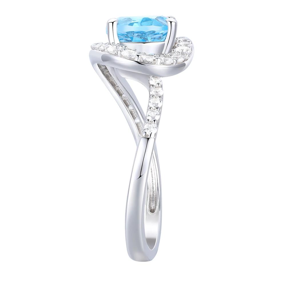 Oval Swiss Blue Topaz and Lab-Created White Sapphire Ring, Earring and Pendant Box Set in Sterling Silver – Image 4 of 8