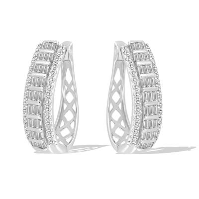 Diamond Hoop Earrings in 10K White Gold (1 1/2 ct. tw.)