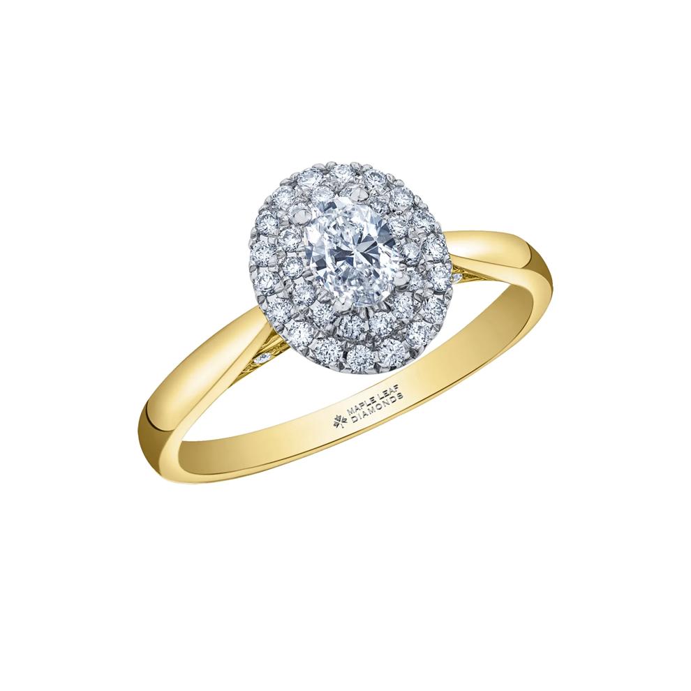 Oval-Shaped Double Halo Engagement Ring in 14K Yellow Gold (1/2 ct. tw.) – Image 4 of 7