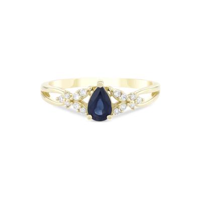 Blue Sapphire & Diamond Ring in 10K Yellow Gold (1/10 ct. tw.)
