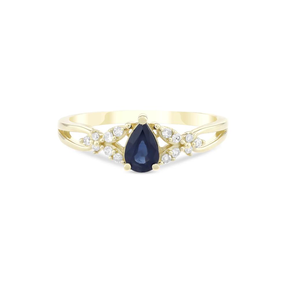 Blue Sapphire &amp; Diamond Ring in 10K Yellow Gold (1/10 ct. tw.) – Image 1 of 4