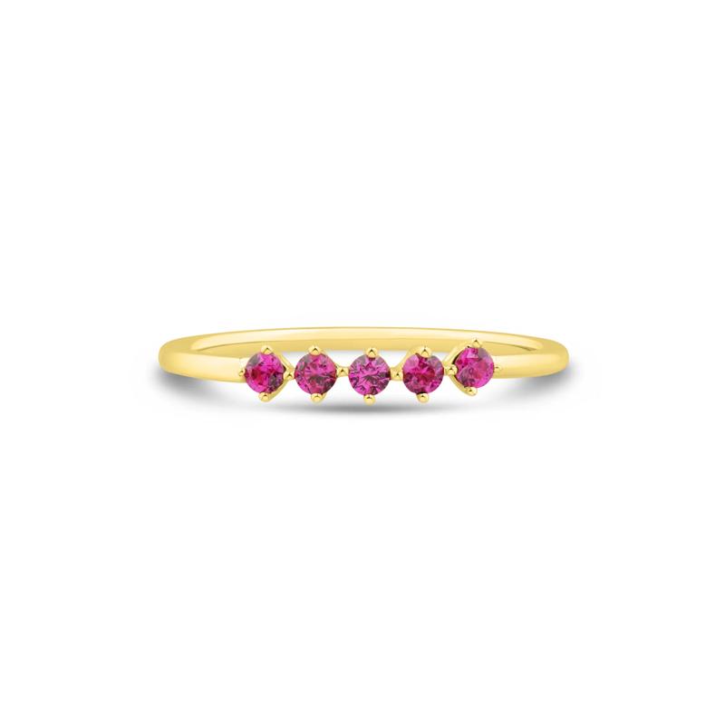 Lab-Created Ruby Five-Stone Band in 10K Yellow Gold – Image 1 of 4