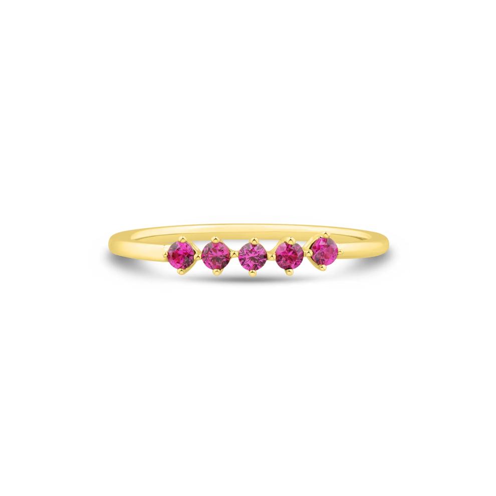 Lab-Created Ruby Five-Stone Band in 10K Yellow Gold – Image 1 of 4