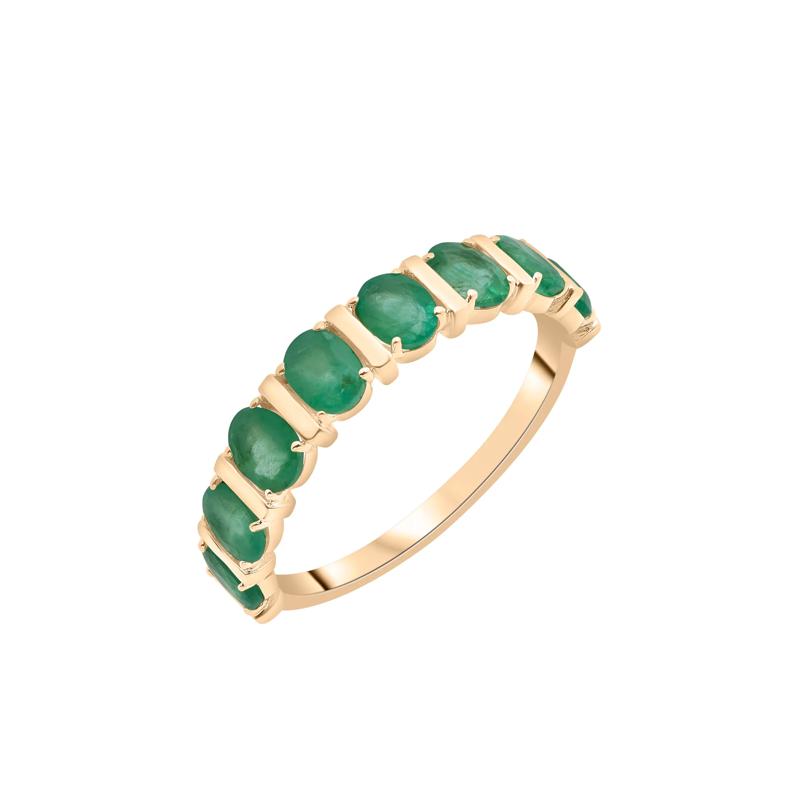 Emerald Faux-Channel Band in 10K Yellow Gold – Image 5 of 5