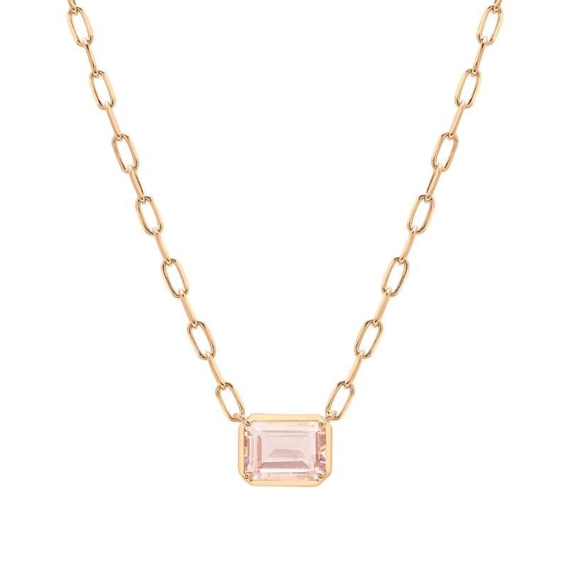 Morganite Emerald-Cut Necklace in Vermeil – Image 1 of 5